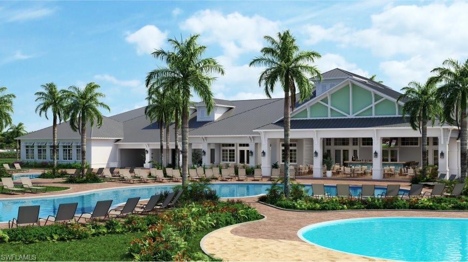 Community pool featuring a patio