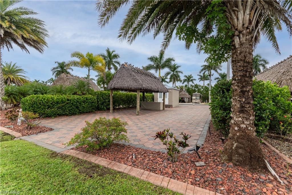 View of patio with a gazebo