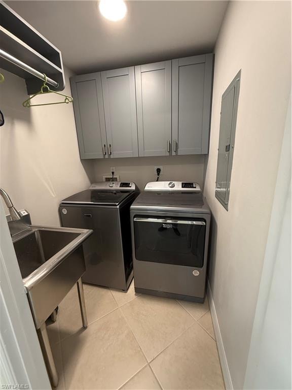 Laundry with washer dryer sink & cabinets , electric panel
