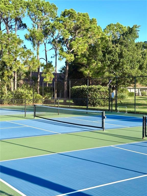 Dual blue and green multi-sport courts with white line markings