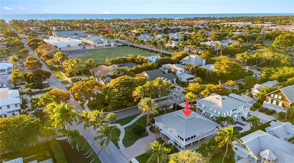 Aerial perspective of suburban area