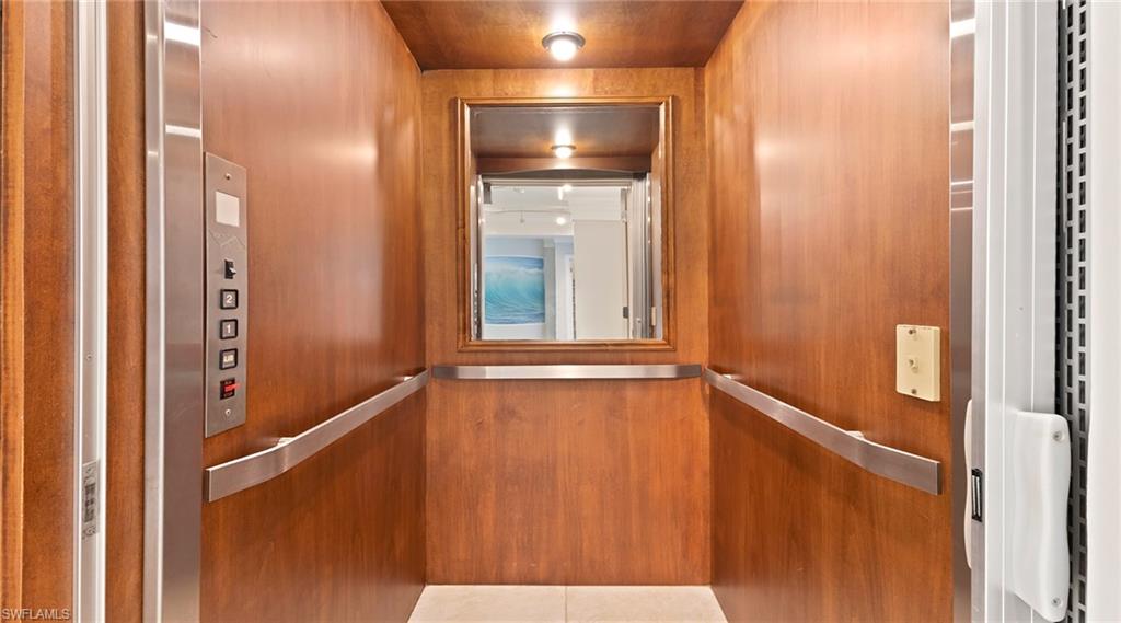 Elevator with wood walls