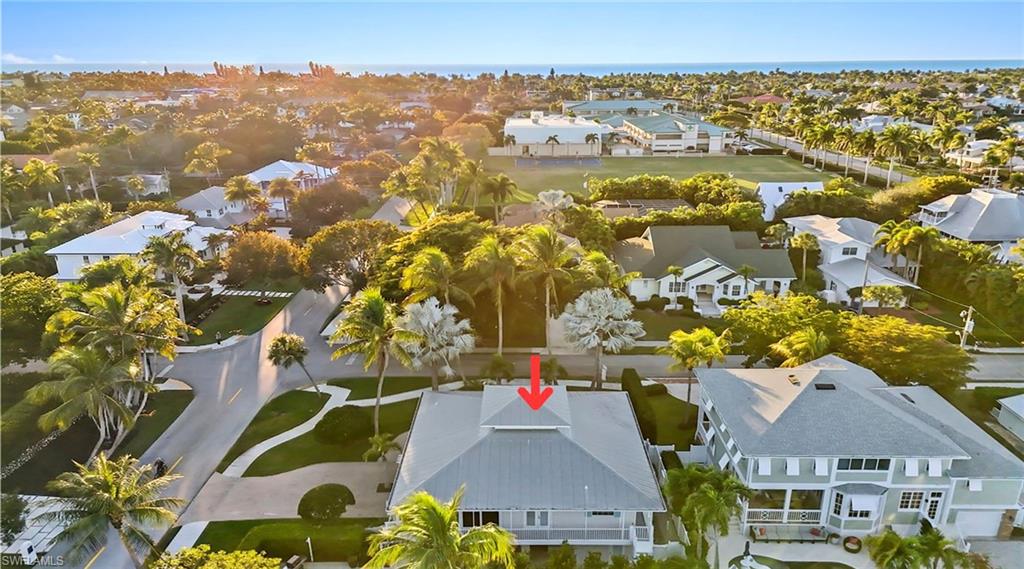 Aerial perspective of suburban area