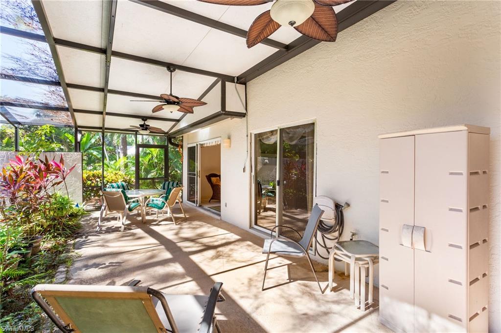 The extra-large screened lanai offers space for both dining and lounging, plus lush tropical foliage (or you can finish that for even more space!). A partial wall ensures privacy while still letting in the sun and soothing sounds of nature.