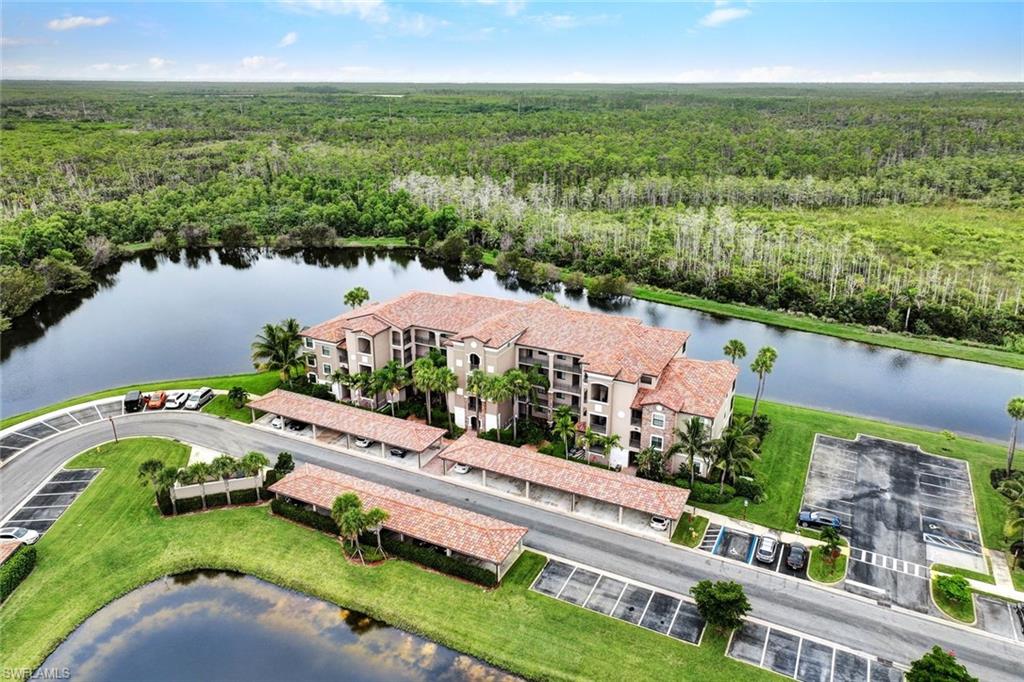Bird's eye view of a nearby body of water
