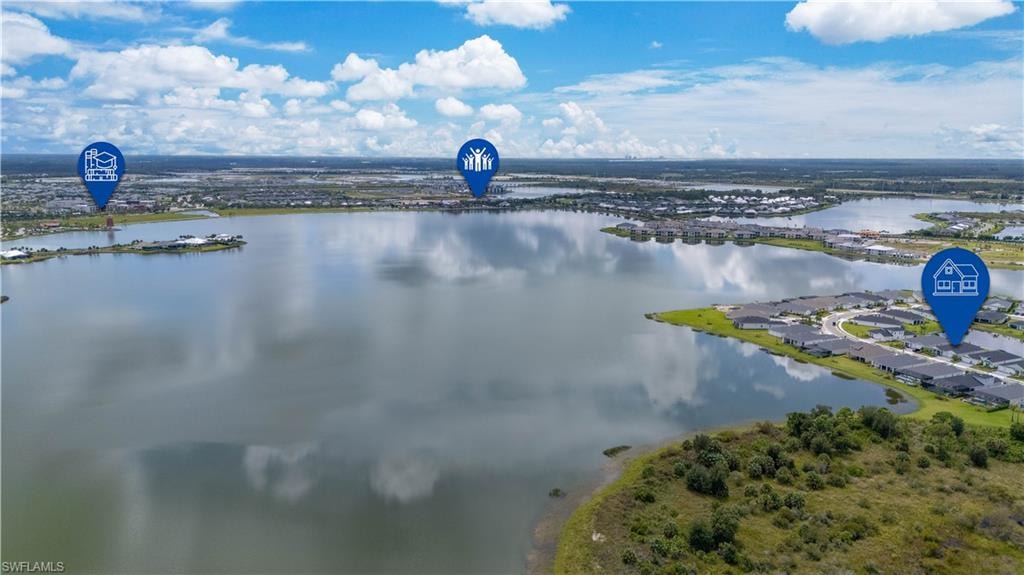 Drone / aerial view of a large body of water