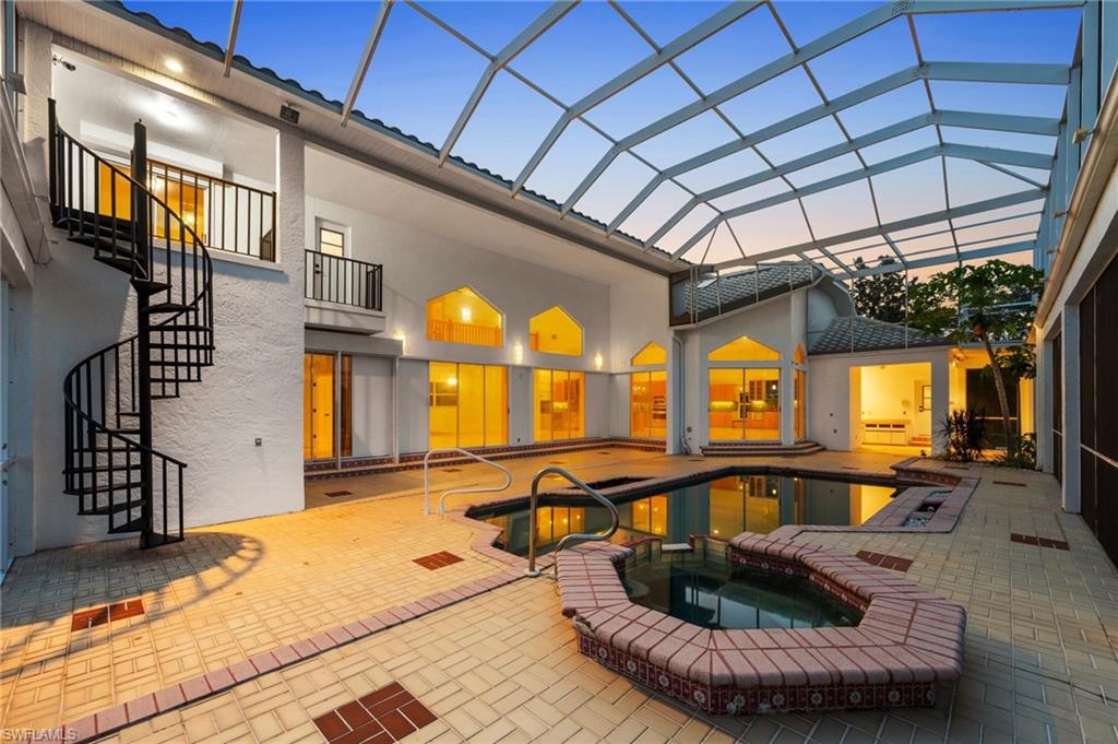 Pool view at dusk