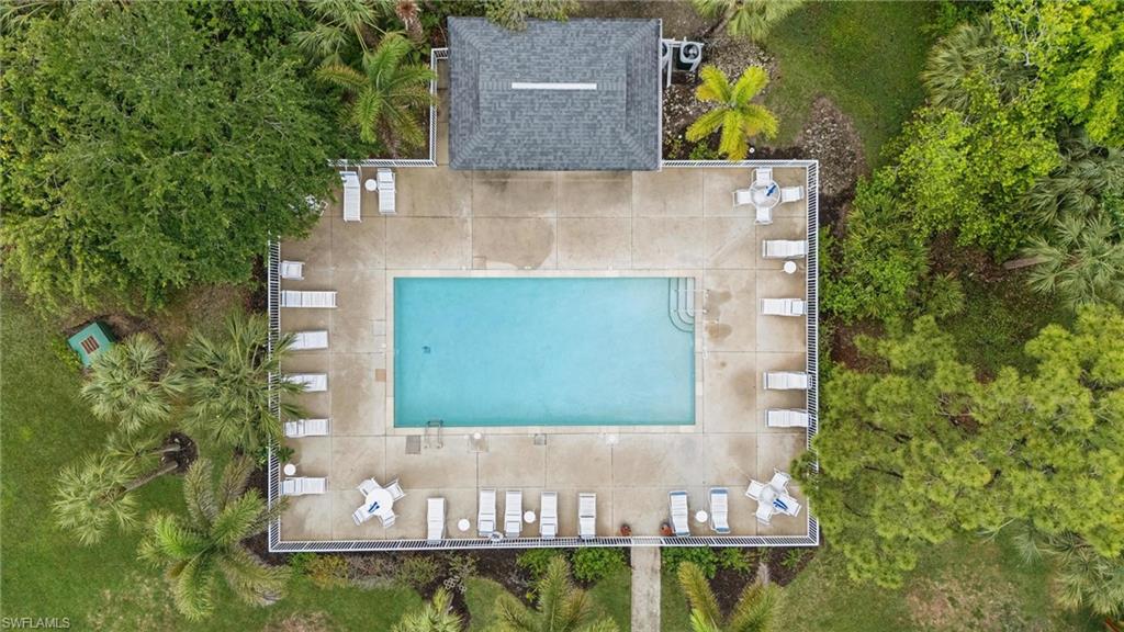 Drone / aerial view of a pool area
