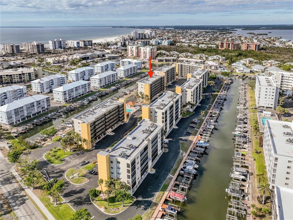 View of urban area with a large body of water