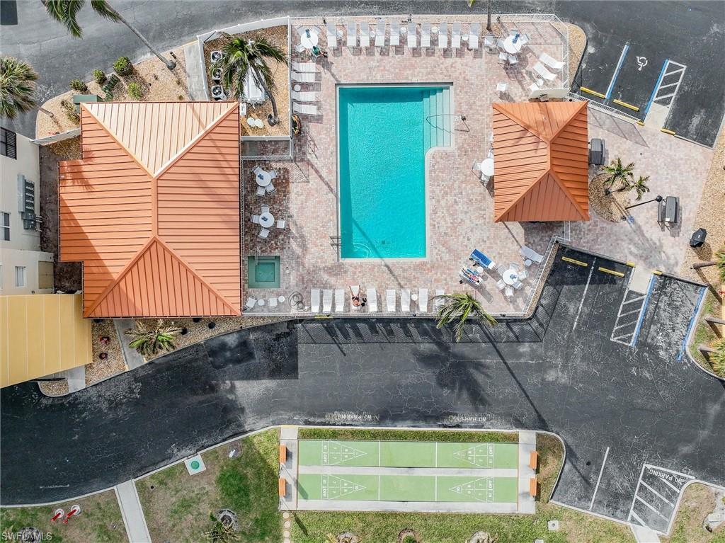 Aerial view of a pool area
