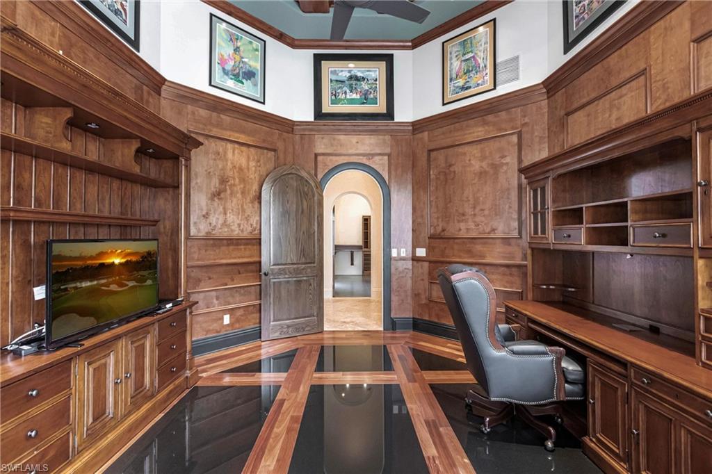 Custom Den with Granite Inlaid Floor