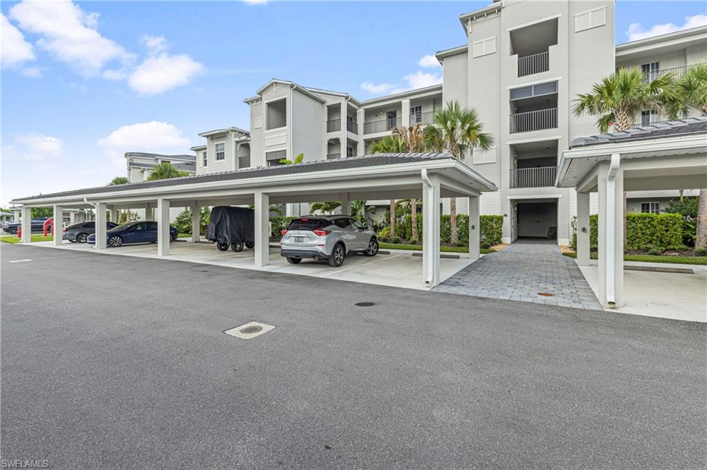 View of covered parking lot