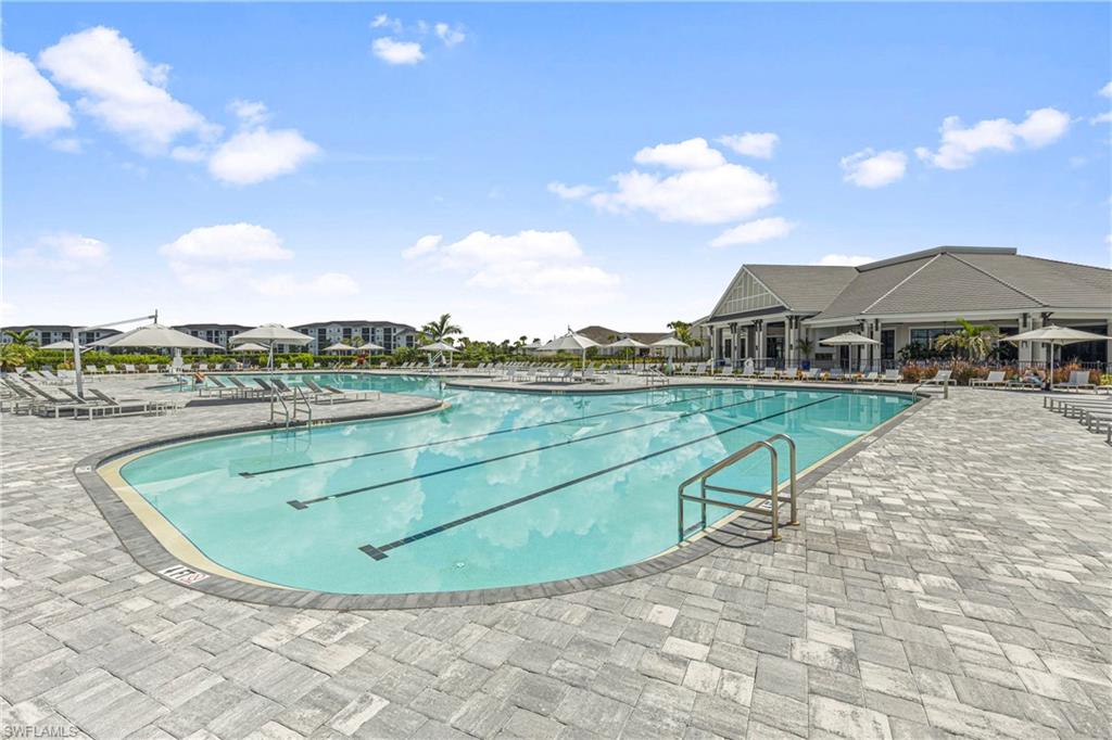 Community pool featuring a patio area