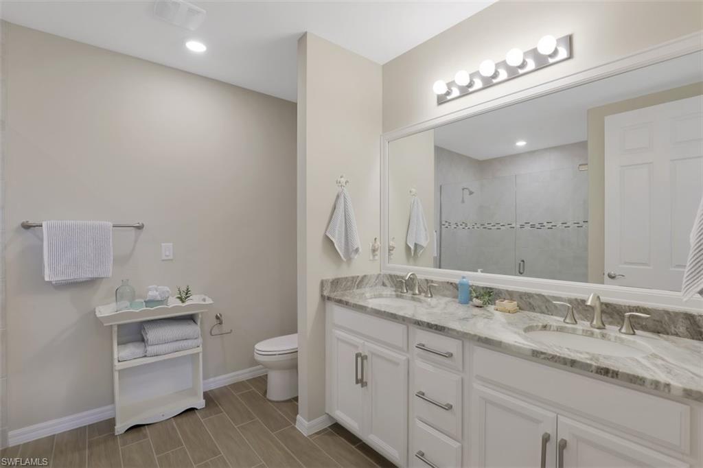 Master Bathroom Upgrades. Huge walk in shower, not shown in picture.