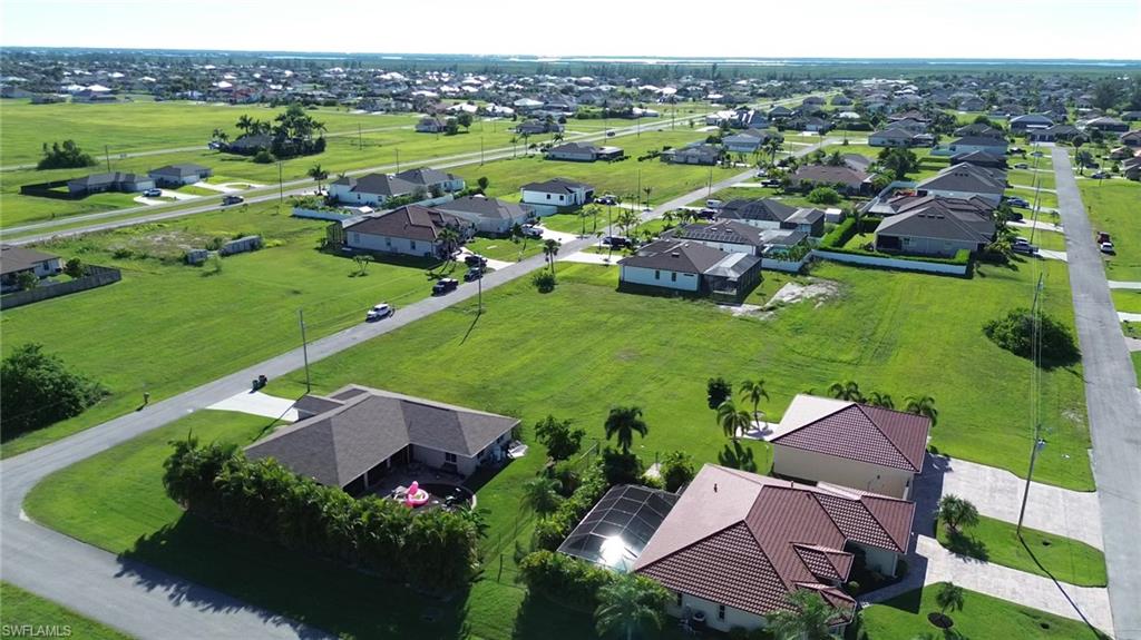 Aerial perspective of suburban area
