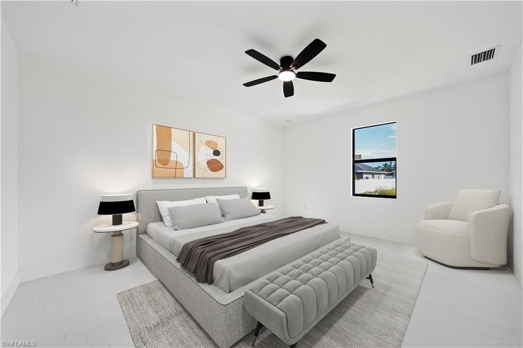Bedroom featuring ceiling fan