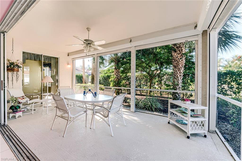 Lanai featuring healthy amount of natural light, ceiling fan, and outdoor dining area