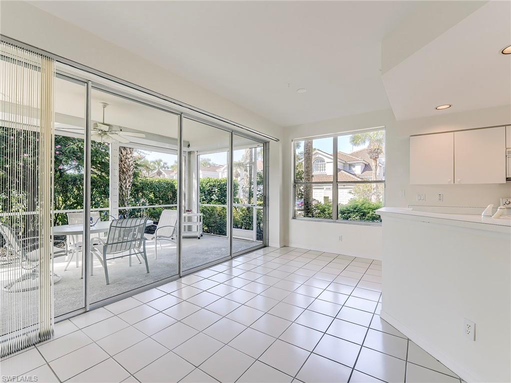 Unfurnished room with a ceiling fan, light tile patterned floors, and recessed lighting