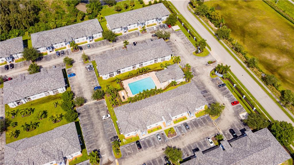 Aerial view of a pool area