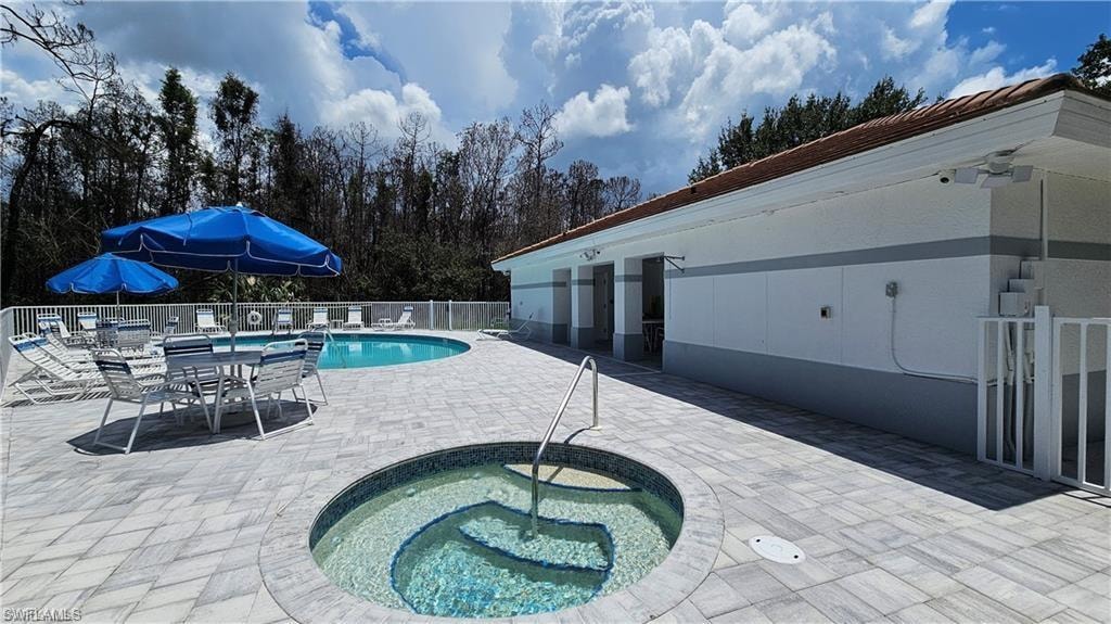Hot tub and a patio area
