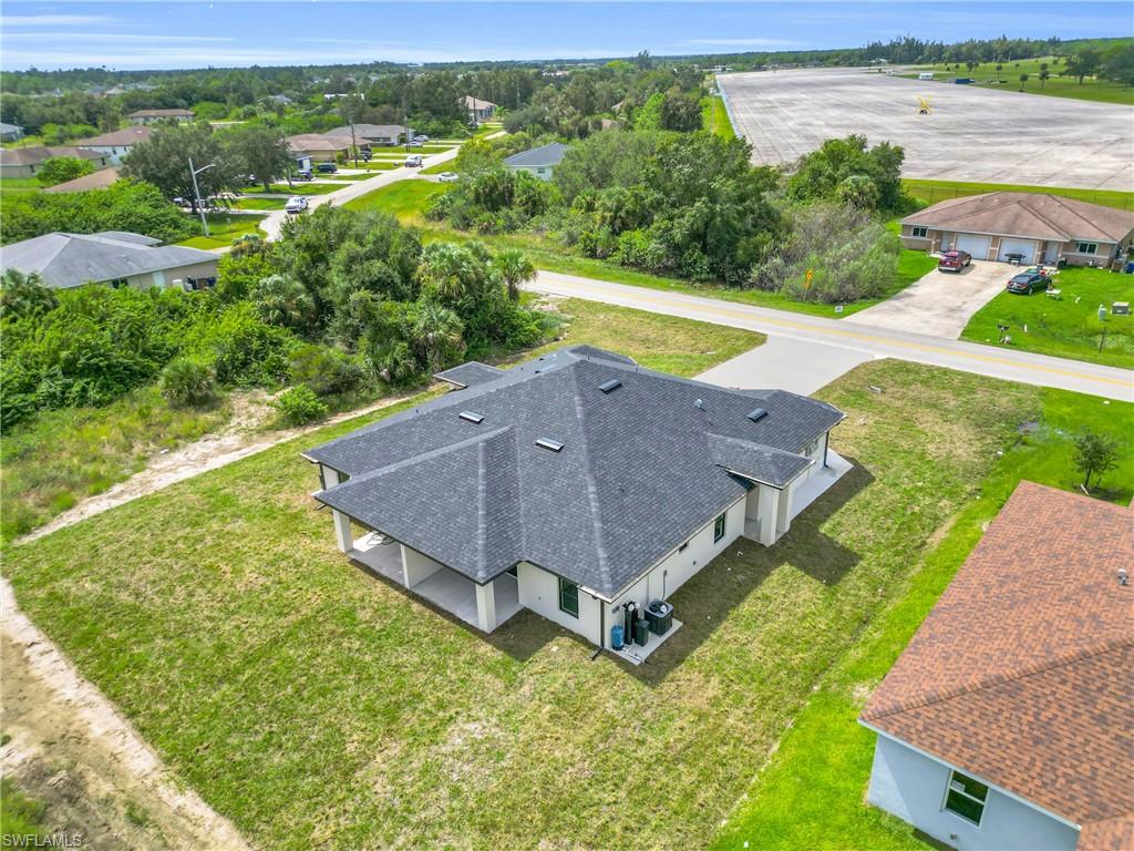 Aerial perspective of suburban area