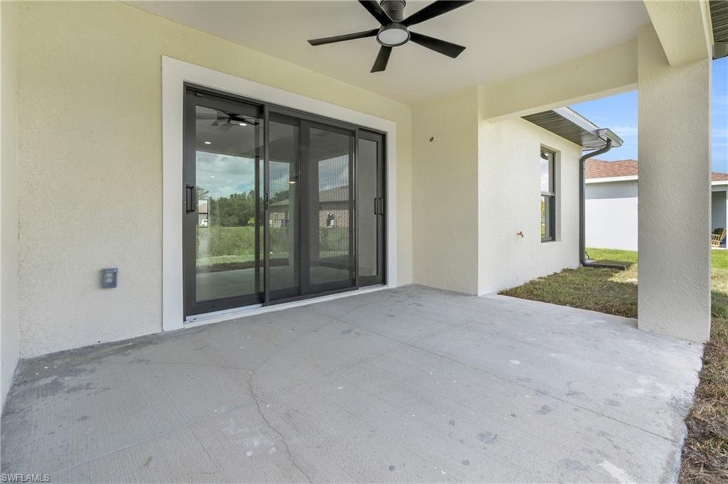 View of patio / terrace featuring ceiling fan