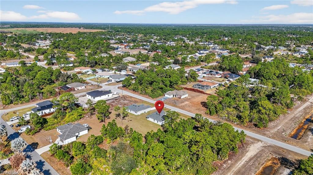Aerial perspective of suburban area