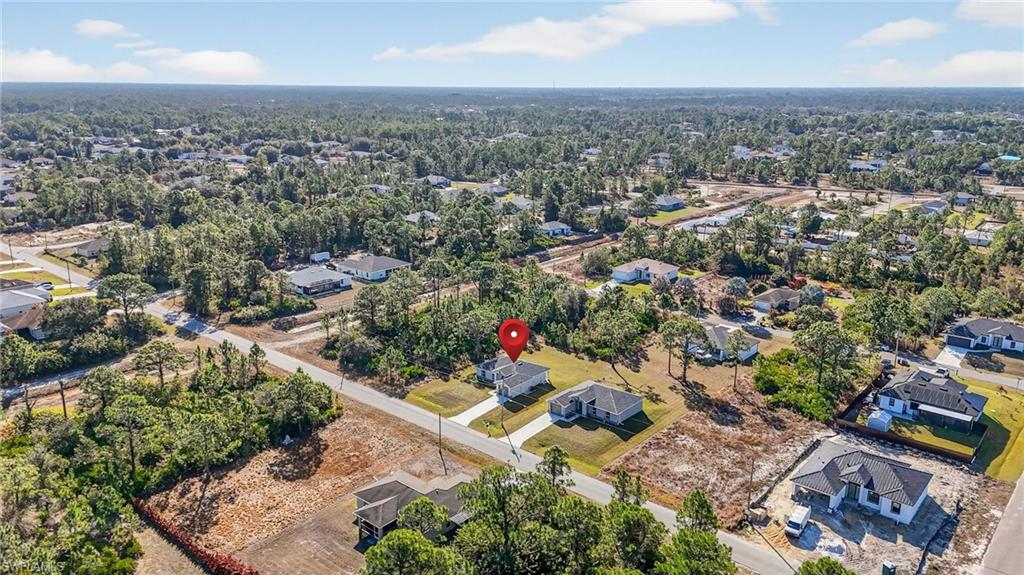 Aerial perspective of suburban area