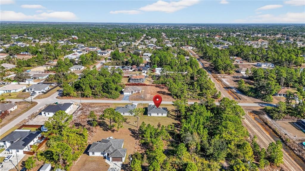 Aerial perspective of suburban area