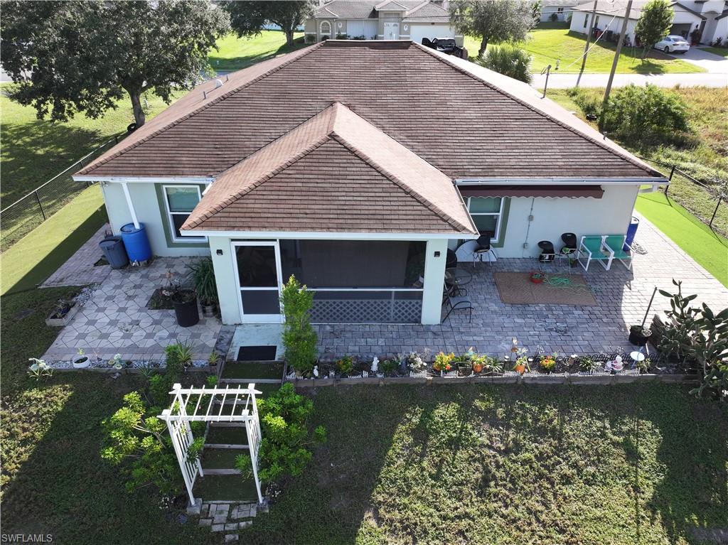 Aerial view of the back of the property