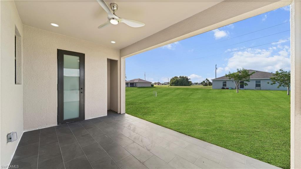 View of patio / terrace featuring ceiling fan