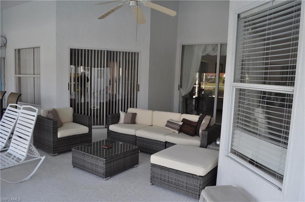 View of patio / terrace featuring an outdoor living space and a ceiling fan