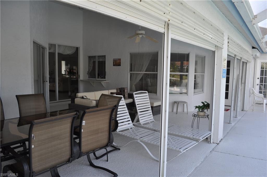 View of patio / terrace featuring outdoor dining space and ceiling fan