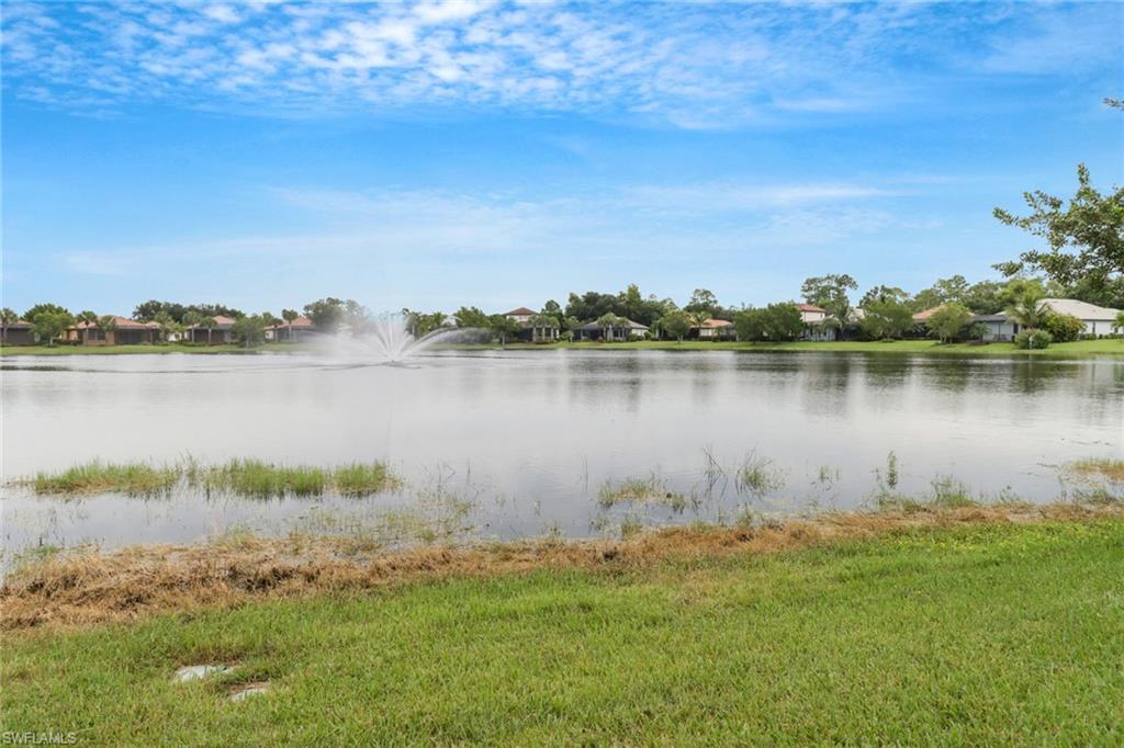 Serene lake view with the relaxing sound of the fountain