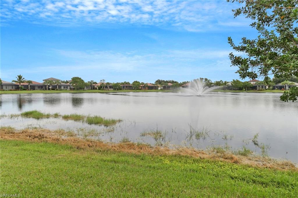 Serene lake view with relaxing sounds of the fountain