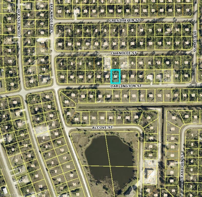 Aerial map of property and surrounding area featuring property parcel outlined