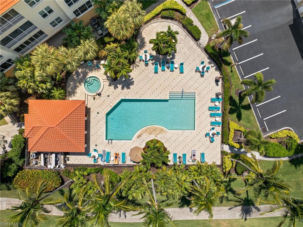 Aerial view of  the community pool area.