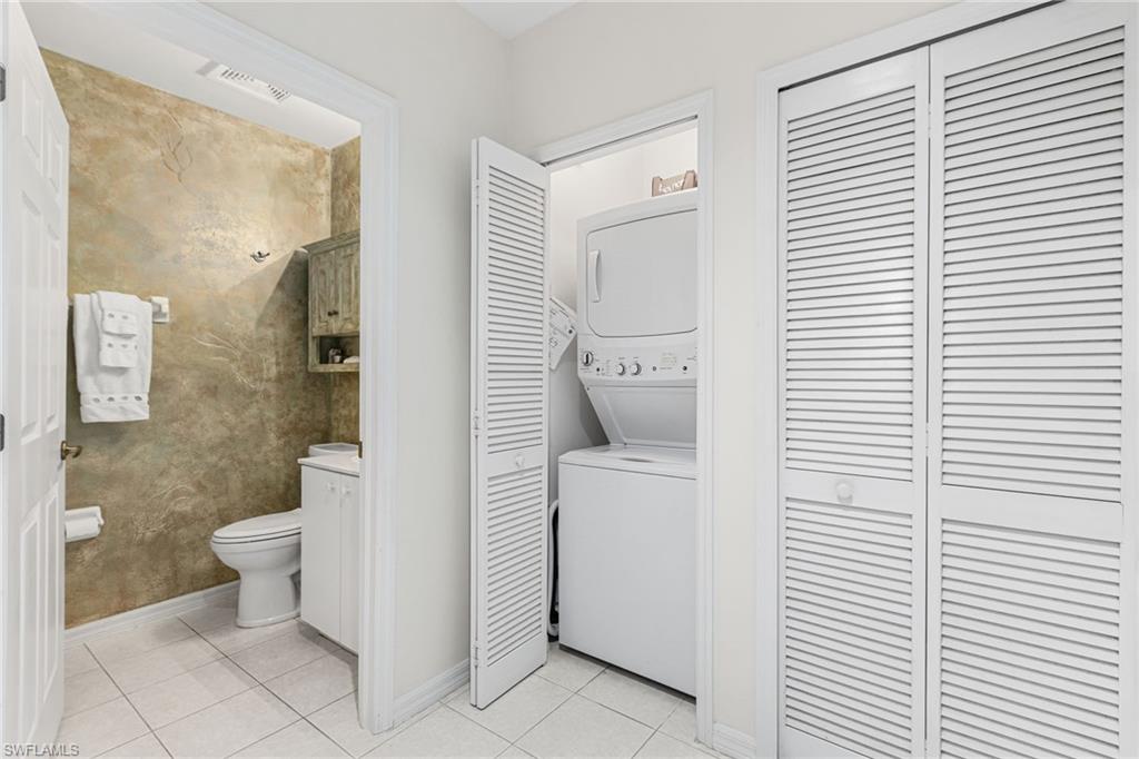 Stack washer/dryer right outside the 2nd full bath and 2nd bedroom.