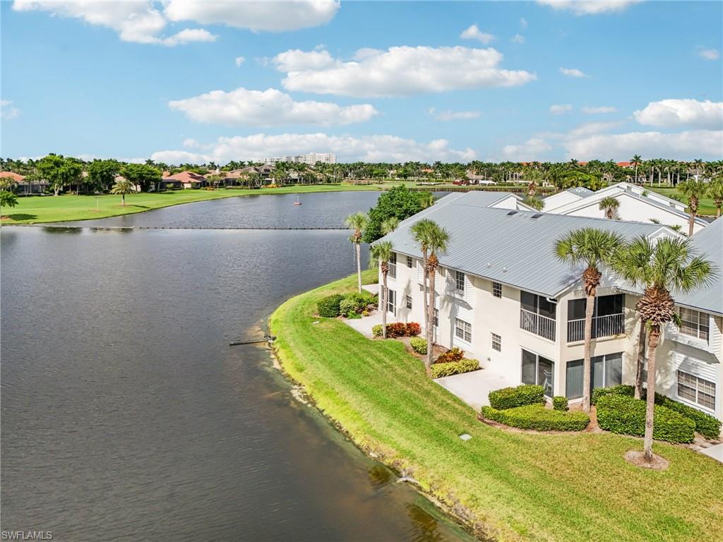Aerial view of a nearby body of water