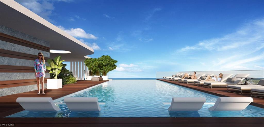 Rooftop Infintiy Pool with gorgeous sunset view. Virtual Rendering.