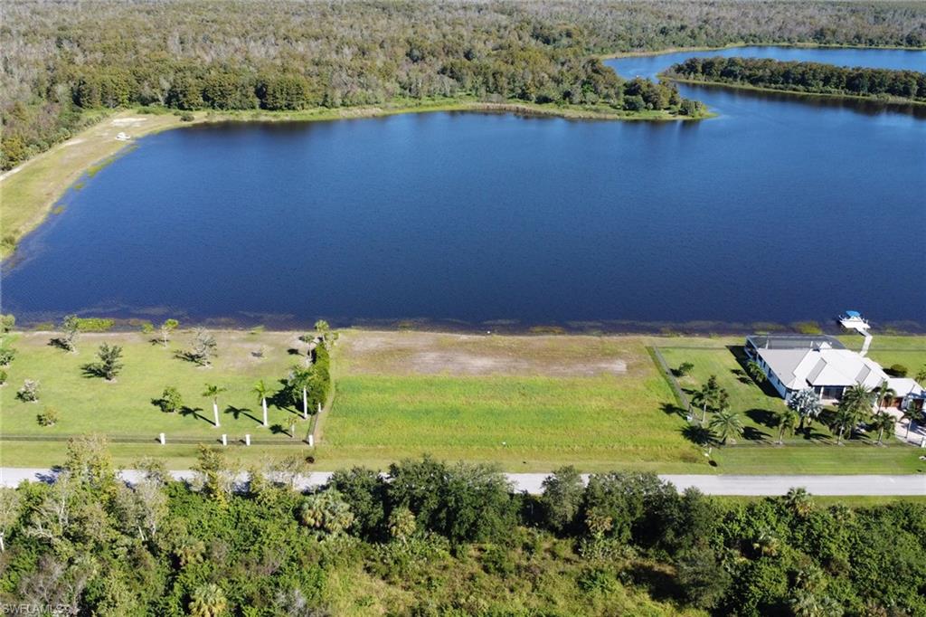 Aerial view of a nearby body of water