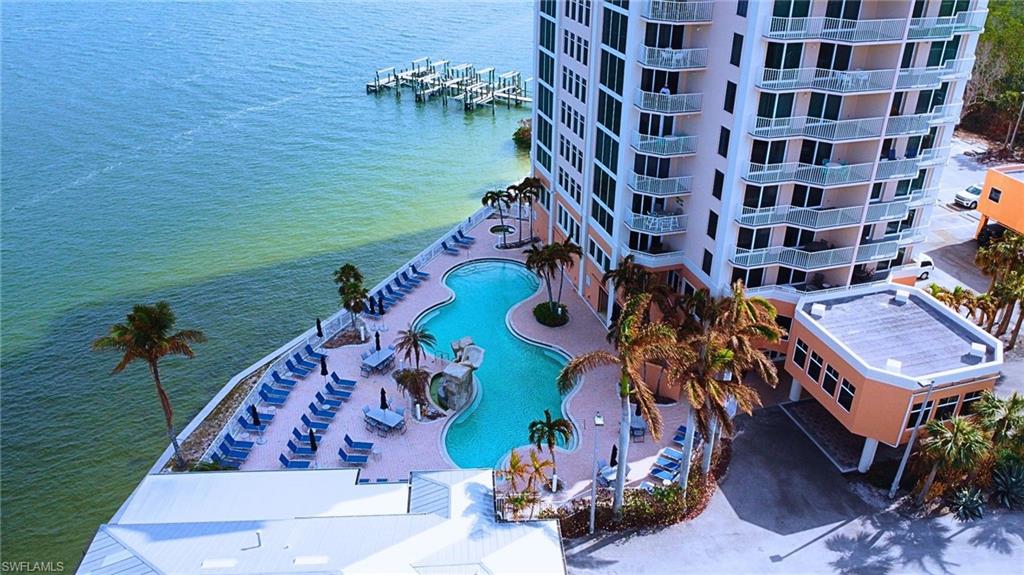 Aerial view featuring a water view Virtually edited image