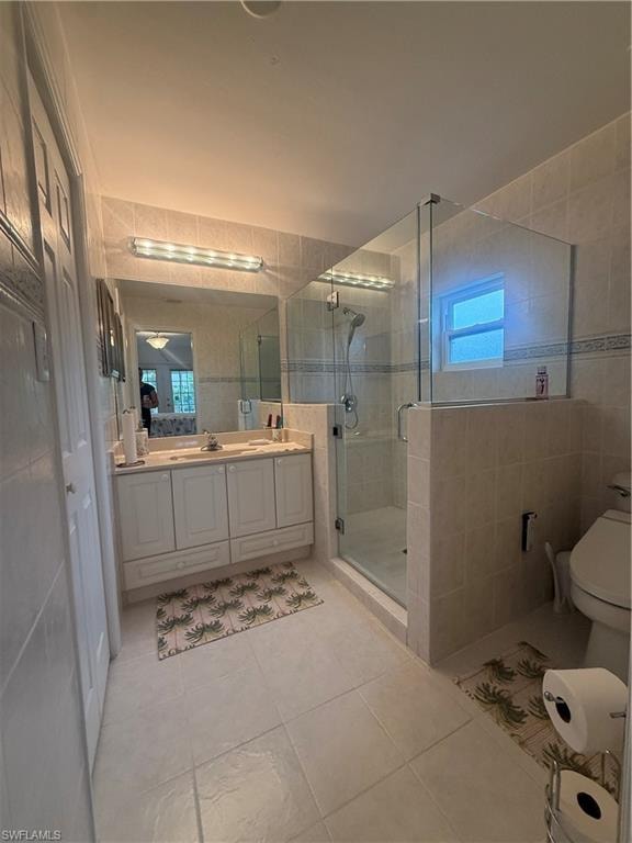Living room with recessed lighting and light tile patterned floors