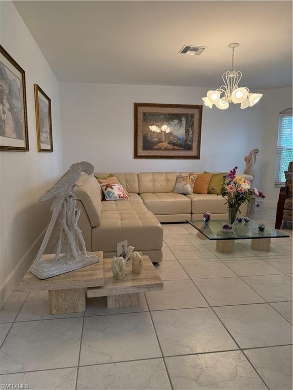Bedroom with light tile patterned flooring