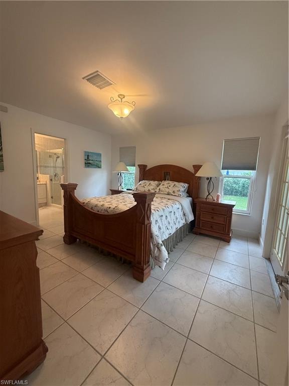 Living area with recessed lighting and light tile patterned floors