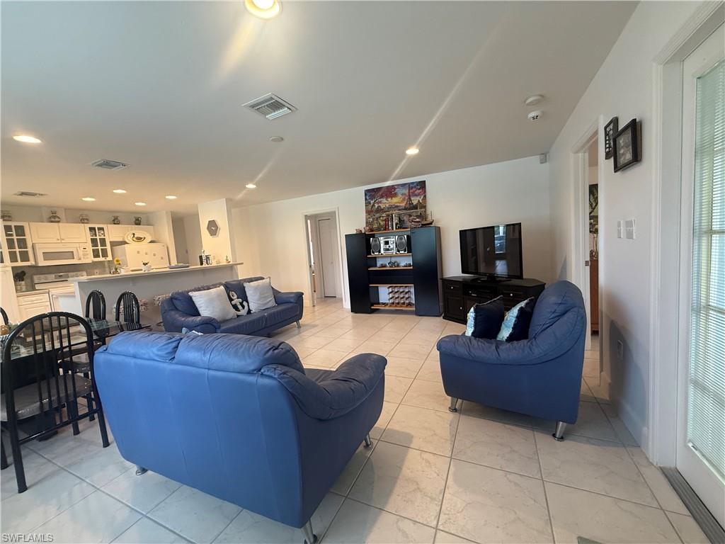 Living area with recessed lighting