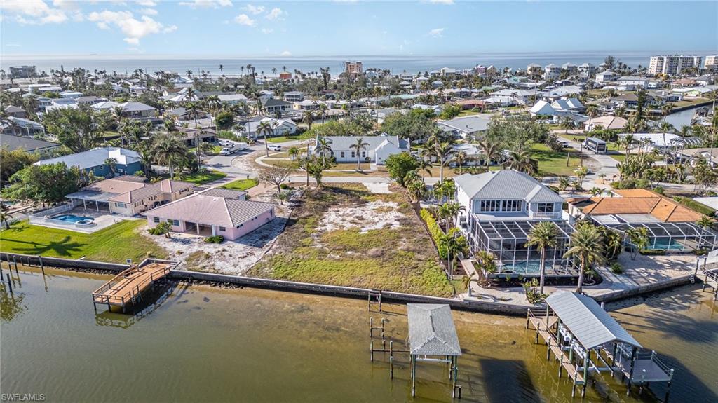 Aerial view of residential area featuring the expansive bayfront