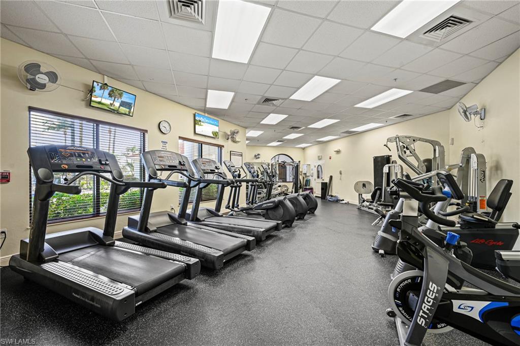 Workout area with a drop ceiling