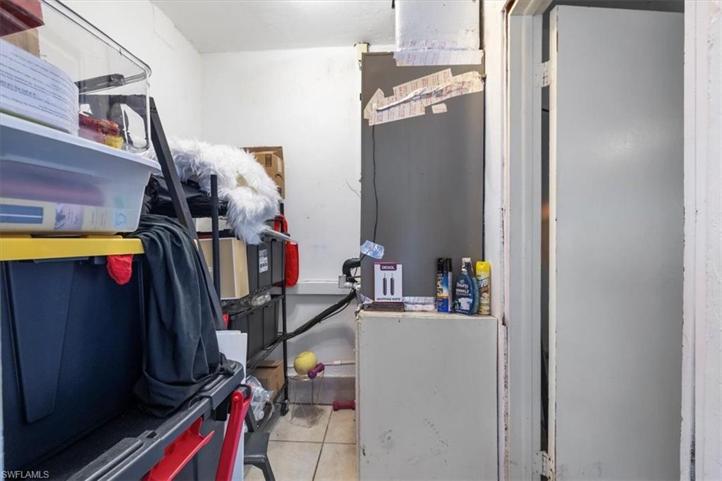 Storage room featuring heating unit