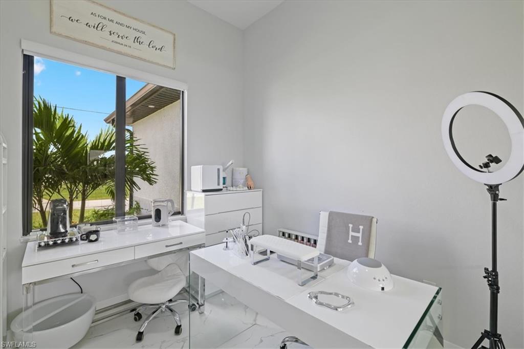 Office area with marble finish flooring